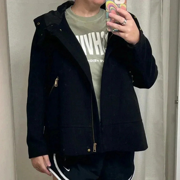 Zara Jackets & Blazers - Zara Basics Outwear women’s hooded fall winter coat size Large gold hardware